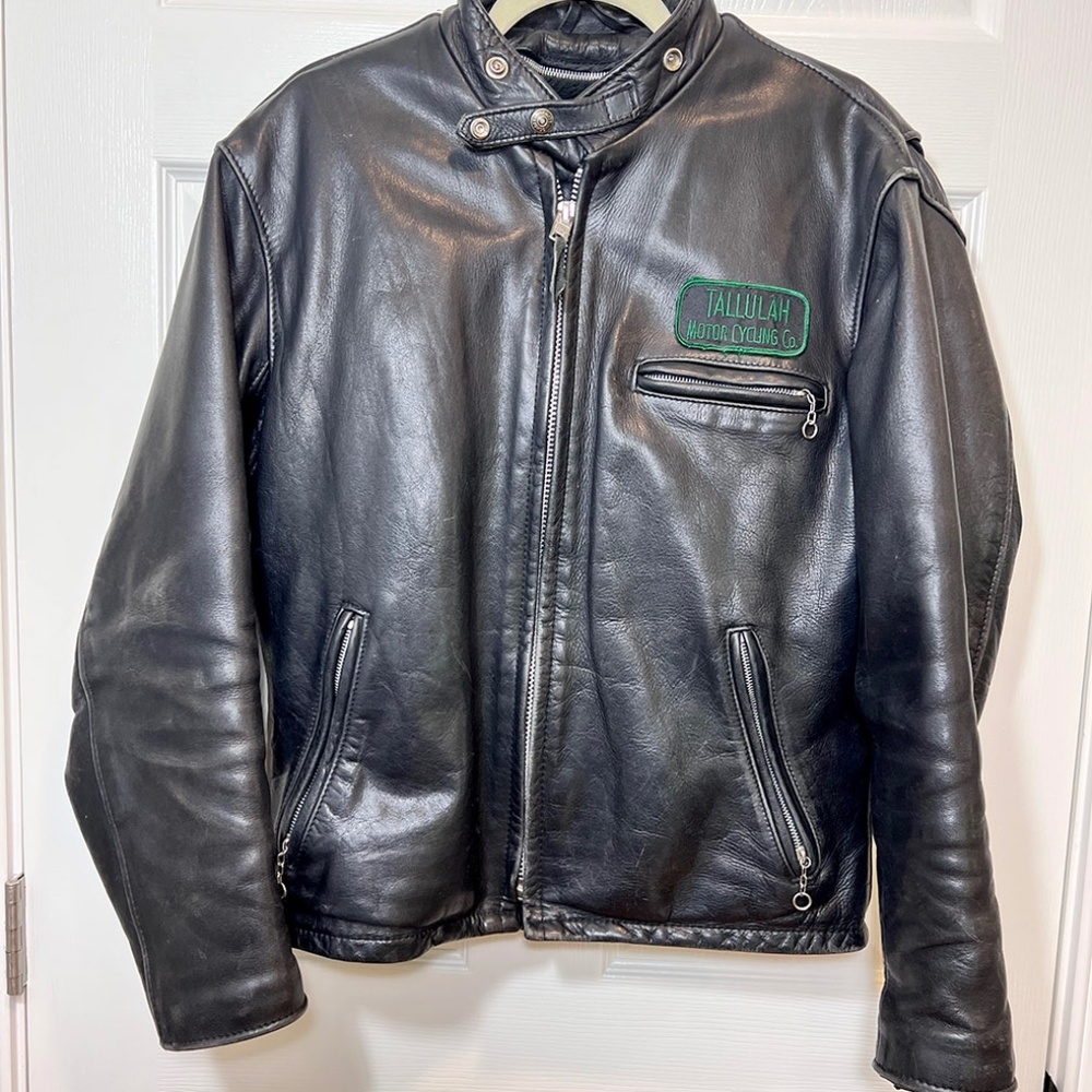 Schott Black Leather Motorcycle Jacket, Men’s Size 40 Medium, Lined Jacket